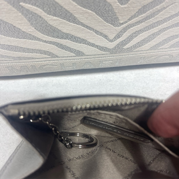 Michael Kors Gigi Small Crossbody Bag Silver Metallic Zebra Print - Picture 5 of 10